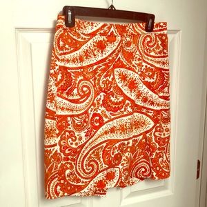 Jcrew orange pencil skirt
